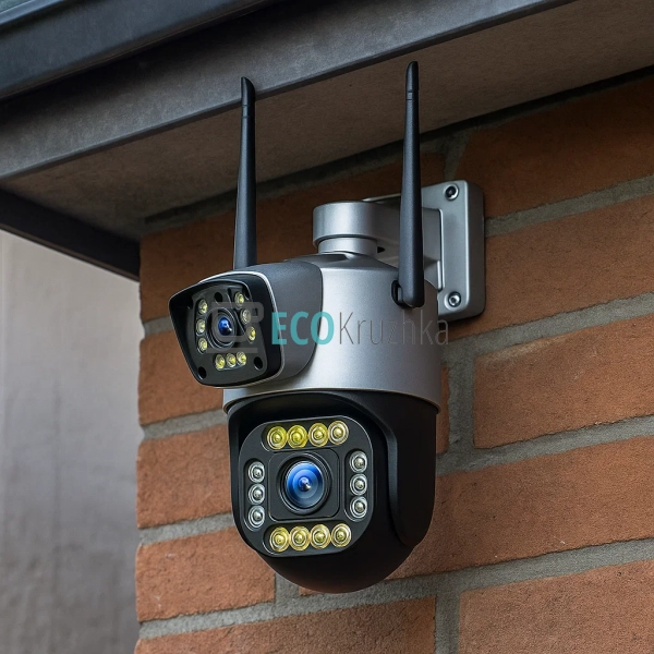 Камера відеоспостереження V380 V10 Wi‑Fi 2 об’єктиви 4MP ...