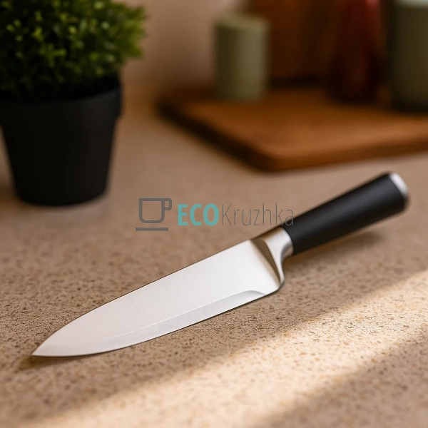 Ніж шеф-кухаря з нержавіючої сталі, лезо 20 см, ергономі ...