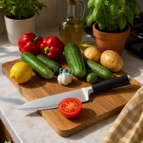 Ніж шеф-кухаря з нержавіючої сталі, лезо 20 см, ергономі ...