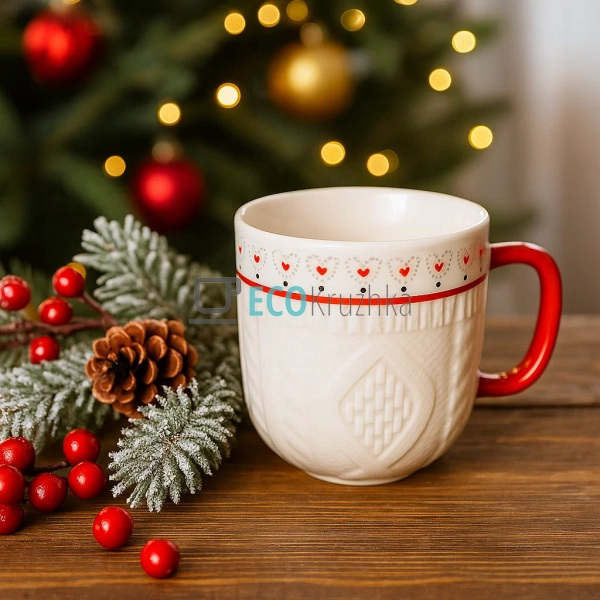 Порцелянова кружка 345 мл з різдвяним в Порцелянова кружка 345 мл з різдвяним в