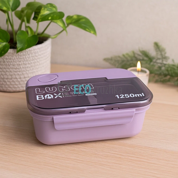 Ланч-бокс з приборами, трьохсекційний, 20х15х8 см, Фіоле ... Ланч-бокс з приборами, трьохсекційний, 20х15х8 см, Фіоле ...