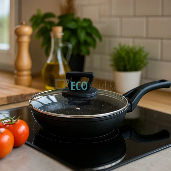 Сковорода 22 см (1.4 л) з кришкою та мармуровим покриття ... Сковорода 22 см (1.4 л) з кришкою та мармуровим покриття ...