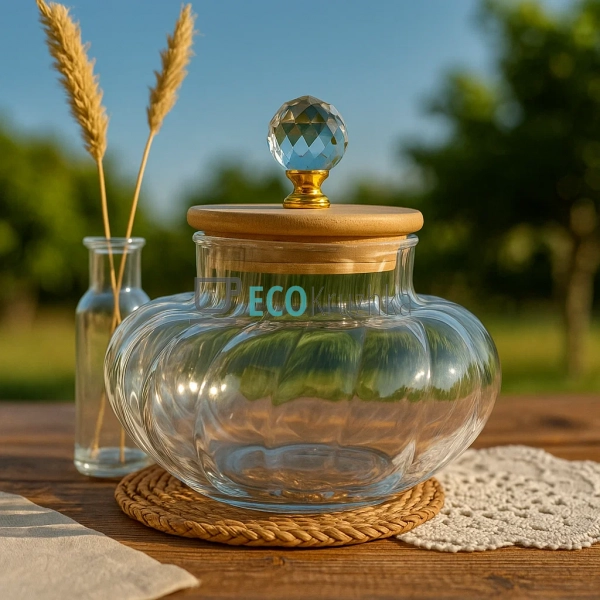 Скляна банка для сипучих продуктів 750 мл з бамбуковою к ...