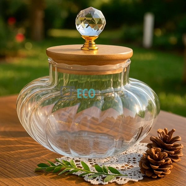 Скляна банка для сипучих продуктів 750 мл з бамбуковою к ...