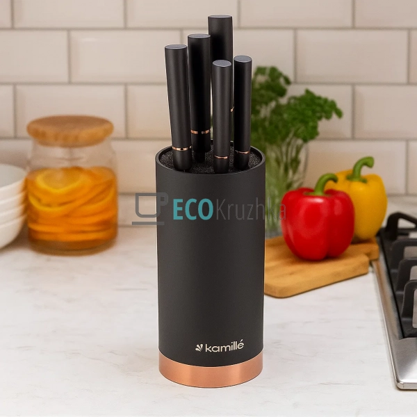 ​Набір кухонних ножів Kamille з підставкою, 6 шт (KM-762 ...