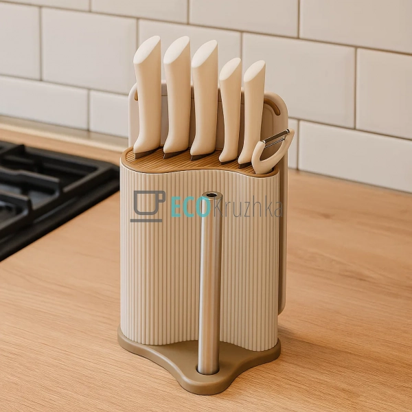 Набір кухонних ножів Maestro з підставкою MR-1413-BEIGE Набір кухонних ножів Maestro з підставкою MR-1413-BEIGE