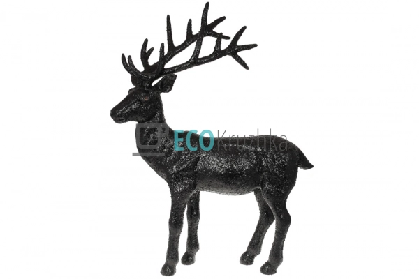 Новорічна фігура Олень 76 см чорний гліттер (113-O51)