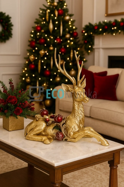 Золота декоративна фігура олень з гранатами 60×29×57 см  ...