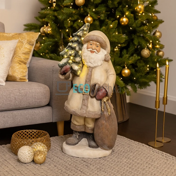 Новорічна LED фігура Санта з ялинкою 80 см (820-134)