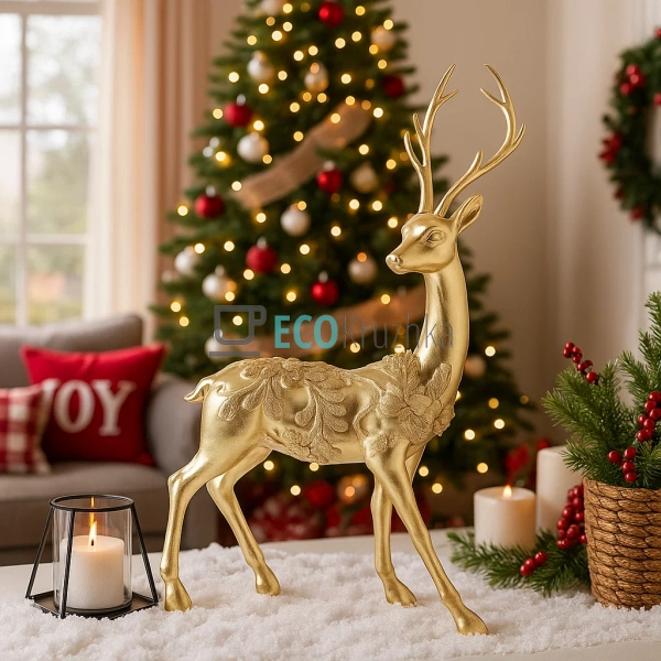 Декоративна фігура Олень 37 см золотий (450-872)