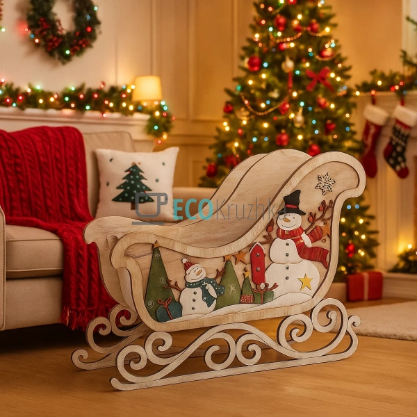Декоративні дерев’яні сани 64 см (808-018)