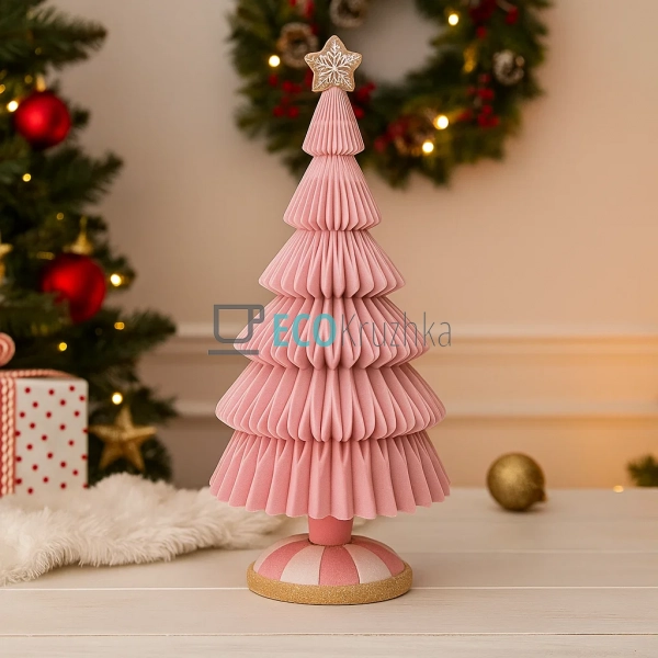 Декоративна пряниково-зефірна ялинка з флоком 21.5 х 21. ...