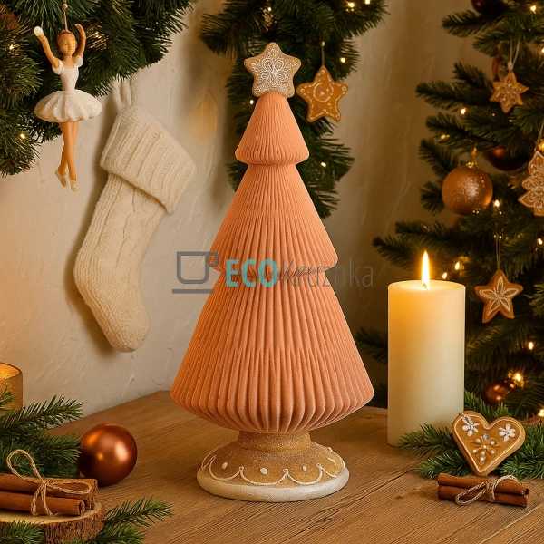 Декоративна пряниково-зефірна ялинка з флоком 20 х 20 х  ...