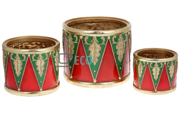 Набір 3 шт декоративних кашпо‑барабанів Лускунчика 31 см ... Набір 3 шт декоративних кашпо‑барабанів Лускунчика 31 см ...