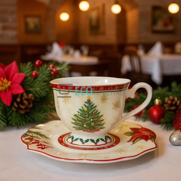 Різдвяна порцелянова чашка з блюдцем 170 мл – святковий ... Різдвяна порцелянова чашка з блюдцем 170 мл – святковий ...