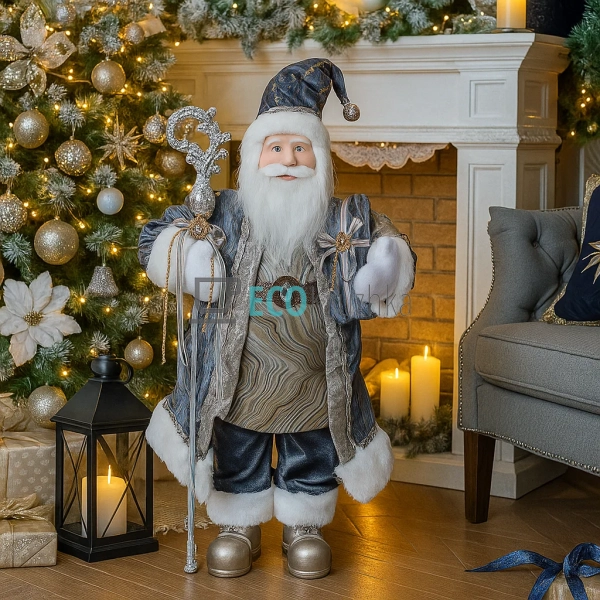 Новорічна фігура Санта 60 см сіро-блакитний (845-210)