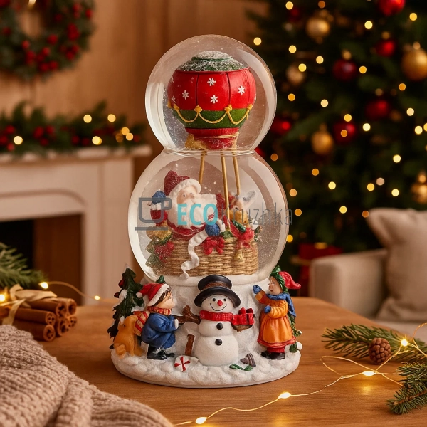 Новорічна снігова куля Санта на повітряній кулі 20.5 см ... Новорічна снігова куля Санта на повітряній кулі 20.5 см ...