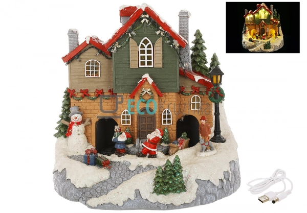 Різдвяний LED-будинок з музикою Jingle Bells та рухомими ... Різдвяний LED-будинок з музикою Jingle Bells та рухомими ...
