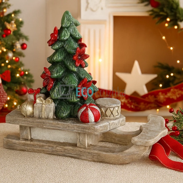 Декоративна фігура Сани з ялинкою 38 см (707-585) Декоративна фігура Сани з ялинкою 38 см (707-585)