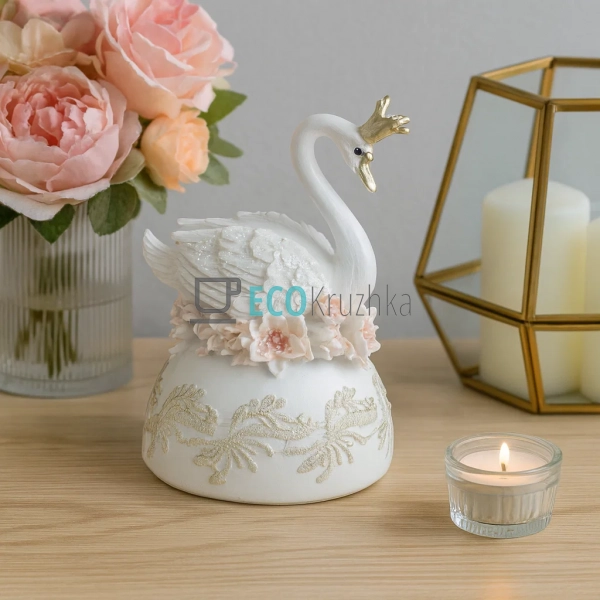 Декоративна музична статуетка Лебідь з квітами магнолії ... Декоративна музична статуетка Лебідь з квітами магнолії ...