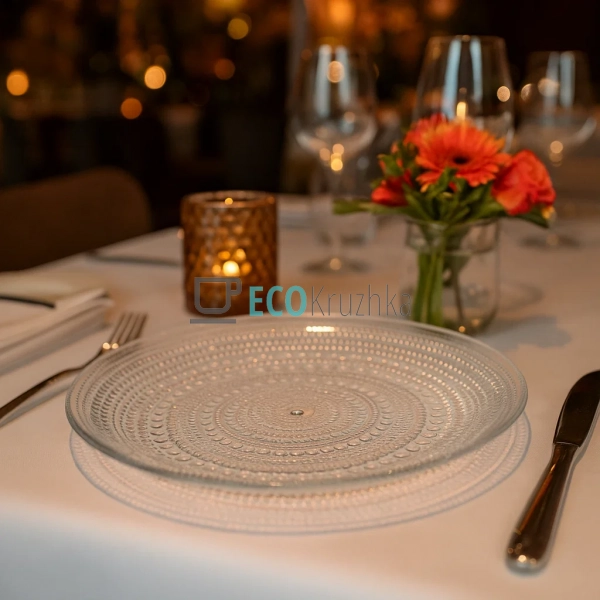 Тарілка Ardesto Verbena, 24.5см, скло, прозорий (AR5028) Тарілка Ardesto Verbena, 24.5см, скло, прозорий (AR5028)