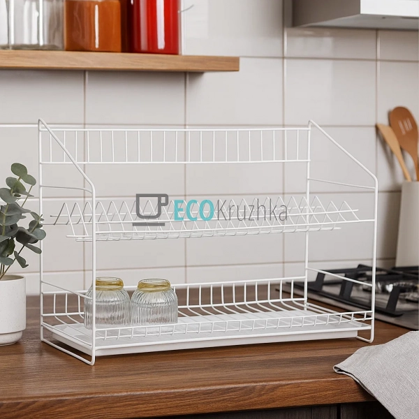 Сушка для посуду з металева двоярусна 56 х 40 см Біла Sp ... Сушка для посуду з металева двоярусна 56 х 40 см Біла Sp ...