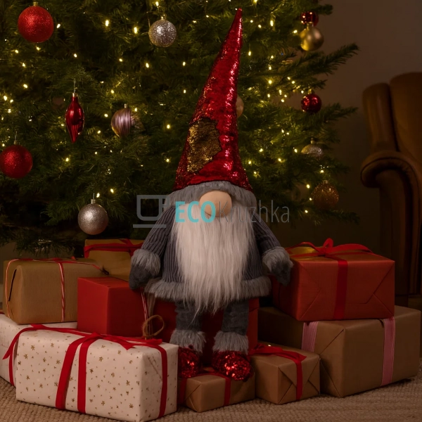 М’яка новорічна іграшка Гном 90 см сірий (910-221) М’яка новорічна іграшка Гном 90 см сірий (910-221)
