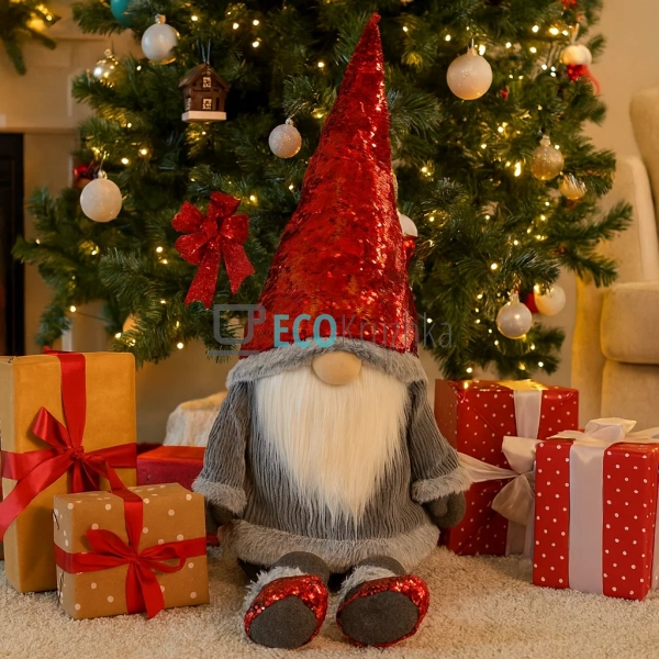 М’яка новорічна іграшка Гном 123 см сірий (910-220) М’яка новорічна іграшка Гном 123 см сірий (910-220)