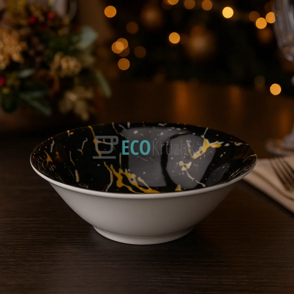 Салатник керамічний 17.5 см Чорний мармур (050-42-04)