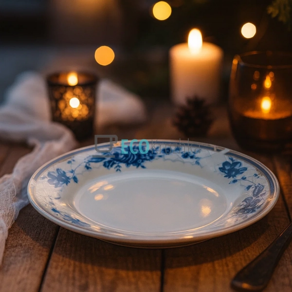 Тарілка Блакитна троянда мілка D20 №8.8862