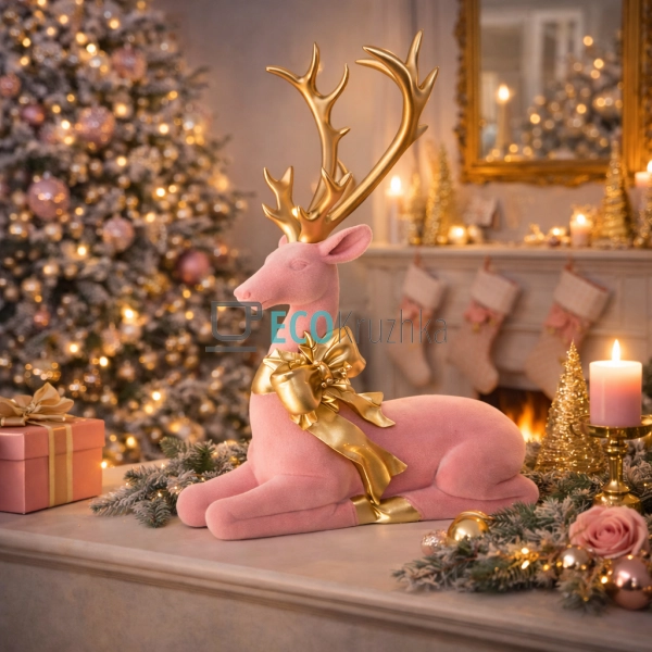 Декоративна фігура Олень 38.5 см з оксамитовим покриттям ...