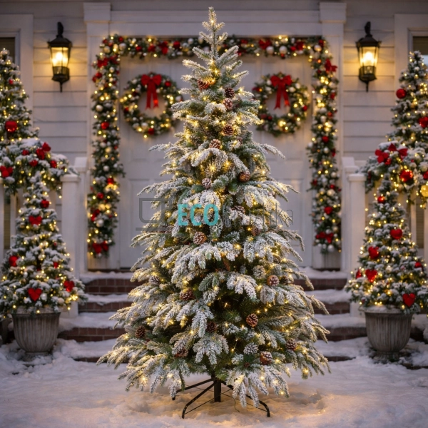 Штучна ялинка "Престиж" із шишками 152 см, 799 гілок, 200 LED вогнів, тепле біле світло, компактна новорічна ялинка 840-218