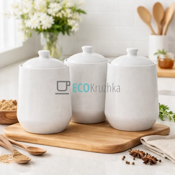 Набір для спецій з 3 предметів 750 мл "White" Maestro MR ...