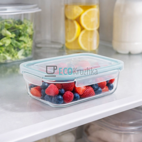 Контейнер для зберігання 370мл, квадратний, боросилікатн ...