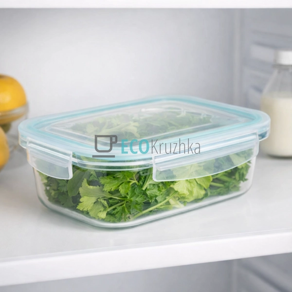Контейнер для зберігання 640мл, квадратний, боросилікатн ...