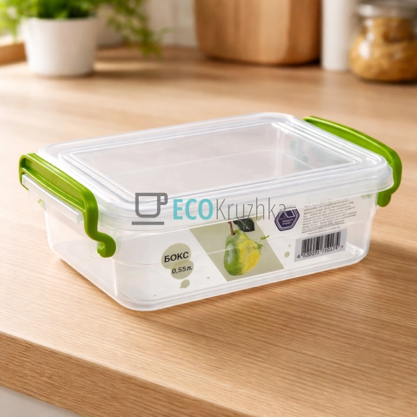 Контейнер харчовий із ручками та кришкою 550 мл 11*15.5* ...