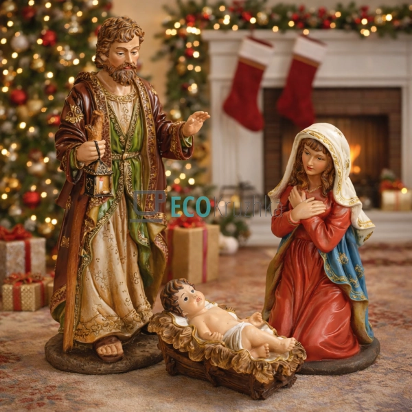 Різдвяний вертеп з 3 фігур 64 см (803-137)