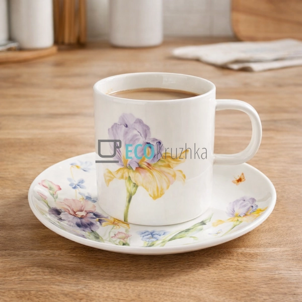 Кавовий набір з 2 порцелянових чашок з блюдцями 220 мл I ...