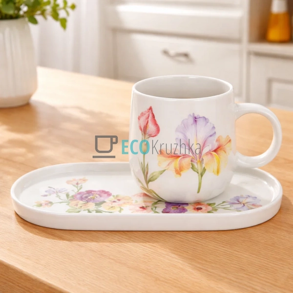 Порцеляновий набір для сніданку: чашка 400 мл з тарілкою ...