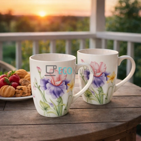 Набір порцелянових  кухлів 350 мл, 2 шт Iris (K253)