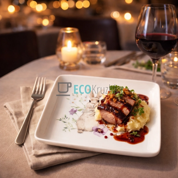 Порцелянова квадратна тарілка "Весняна історія" 15x15x1, ...