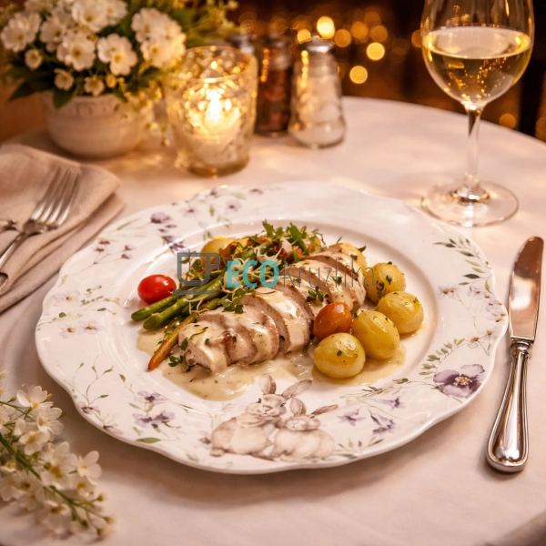 Порцелянова обідня тарілка "Весняна історія" Ø27 см (K08 ...