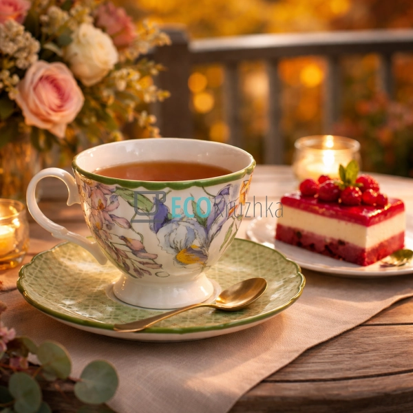 Порцелянова чашка з блюдцем 280 мл Wisteria Garden (498- ...