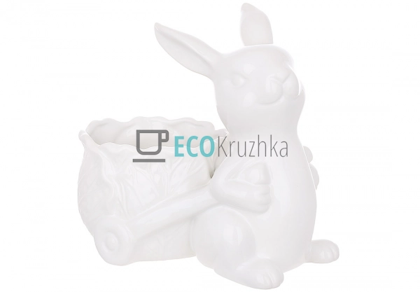 Керамічне кашпо Зайка з візком 20.5 х 12.5 х 18.5 см (92 ...