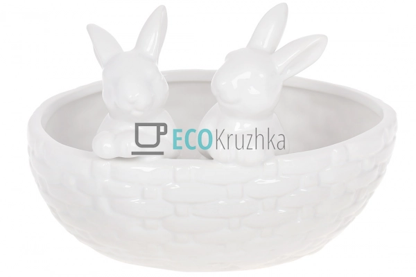 Декоративне кашпо Кролики в кошику 21 см (733-392)