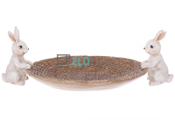 Декоративне керамічне блюдо з кроликами 26.5 см (K07-497 ...