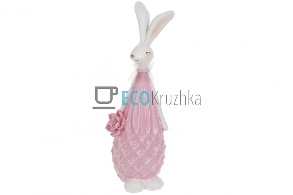 Декоративна статуетка Зайчик з квіткою рожевий (831-888)