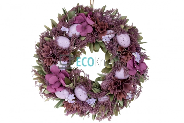 Декоративний великодній вінок 36 см лавандовий (743-901)