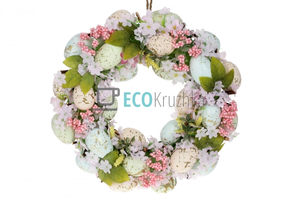 Декоративний великодній вінок 35 см пастельний відтінок  ...