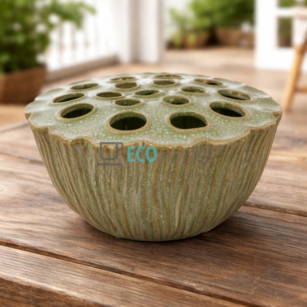 Керамічна ваза Flower Frog 23.5 х 23.5 х 11 см зелений ( ...